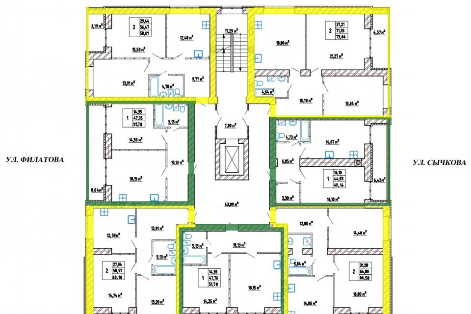 Купить 2-комнатную квартиру 53,7 м² по адресу Тюмень, улица Домостроителей, 6А п