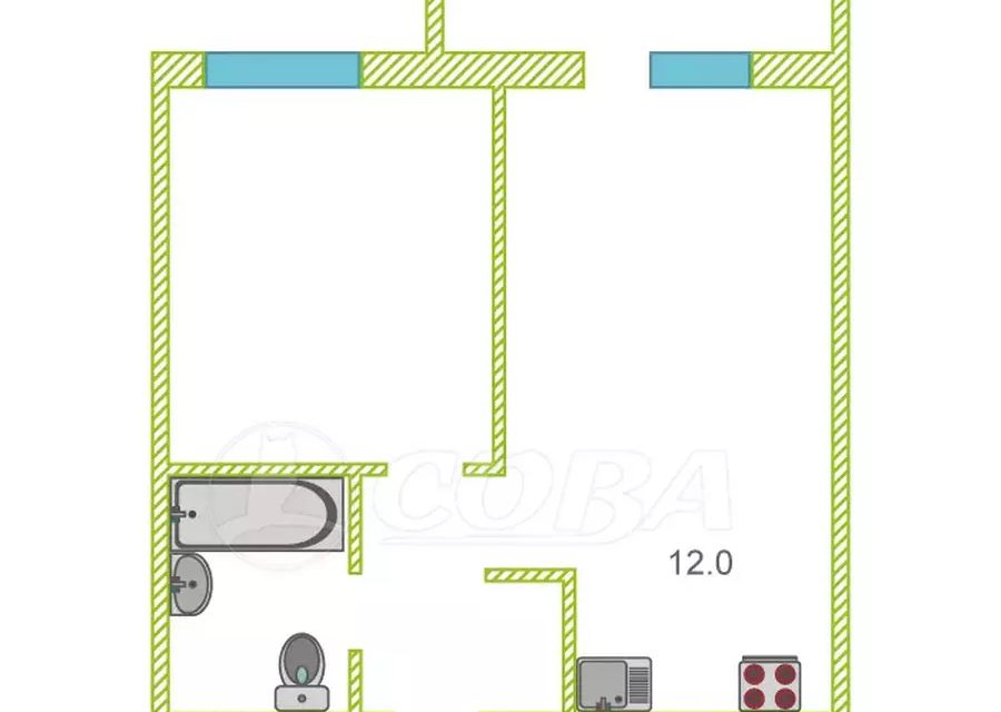 Продаётся 1-комнатная квартира, 37 м²