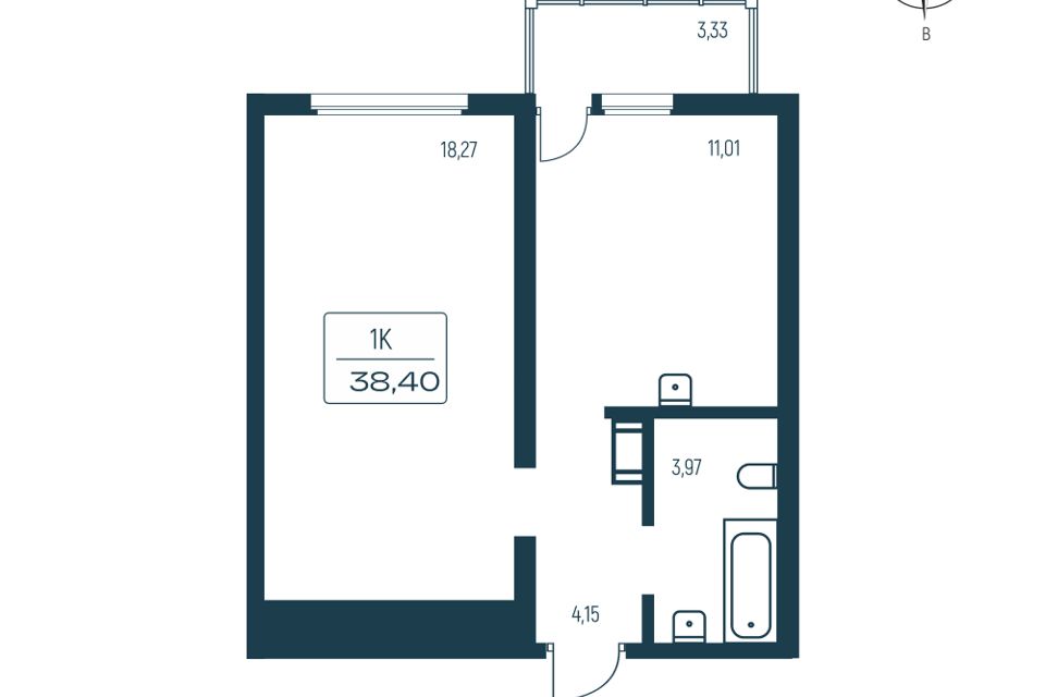 Продаётся 1-комнатная квартира, 37 м²