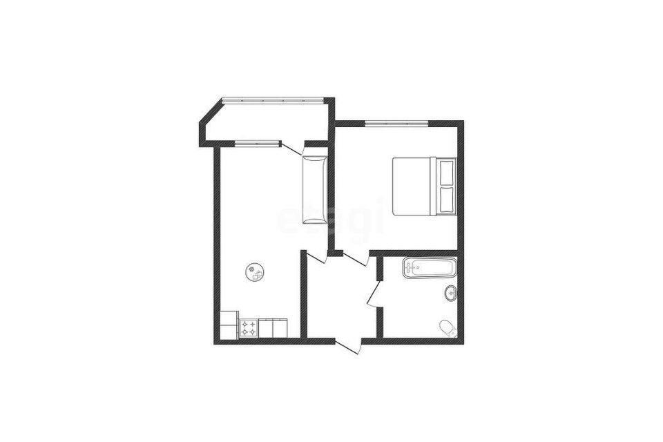 Продаётся 1-комнатная квартира, 36.7 м²