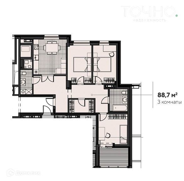 Продаётся 3-комнатная квартира, 88.7 м²
