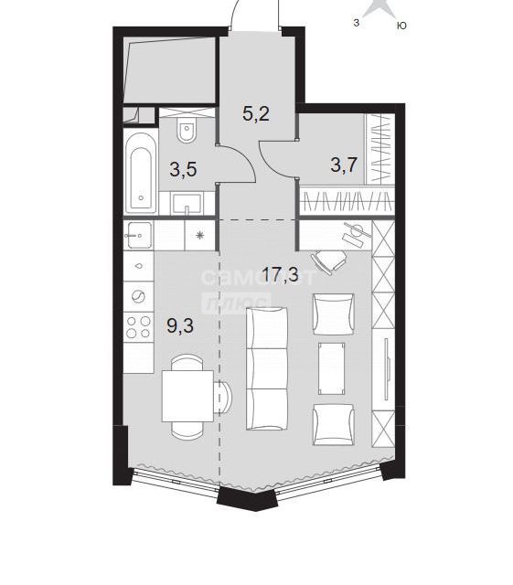 Продаётся студия, 39 м²