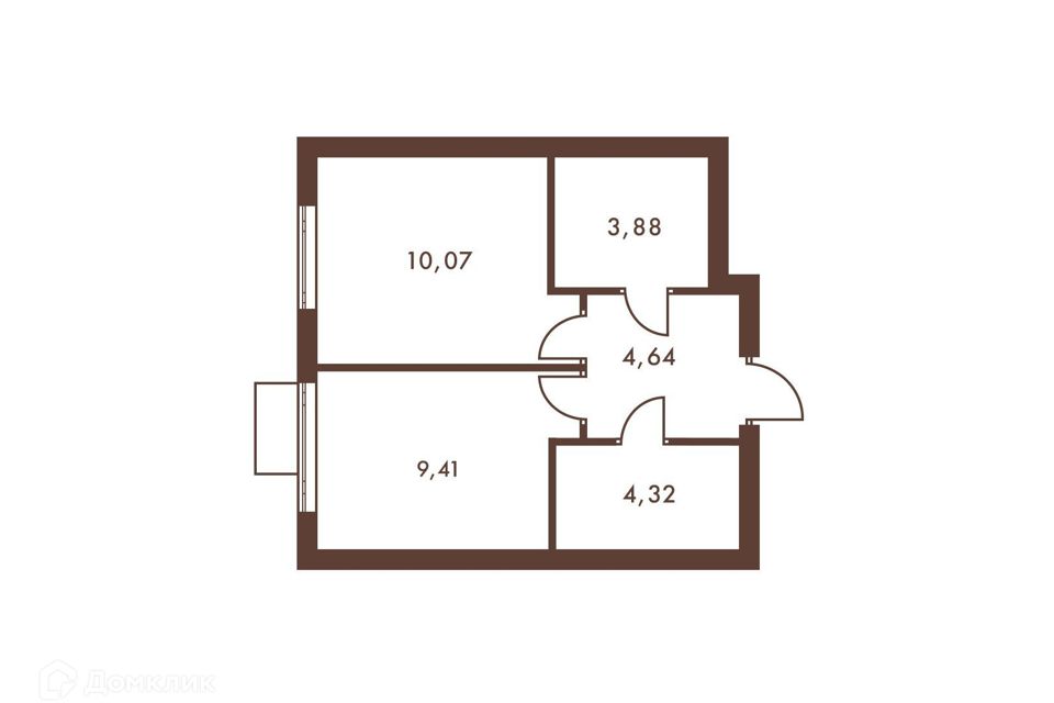 Продаётся 1-комнатная квартира, 32.32 м²