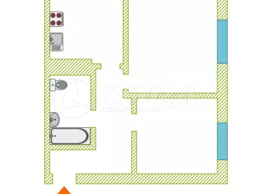 Продаётся 2-комнатная квартира, 51.6 м²