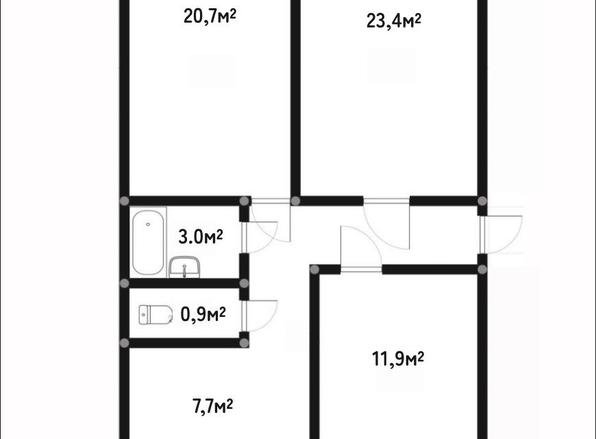 Продаётся 3-комнатная квартира, 74 м²