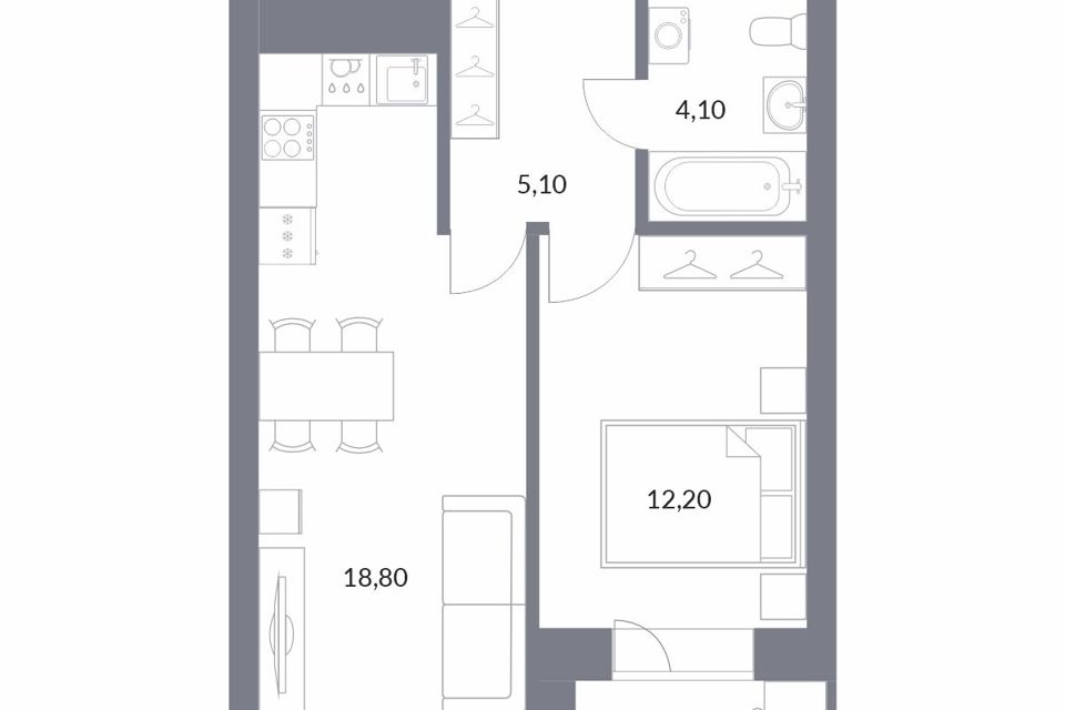 Продаётся студия, 42.7 м²