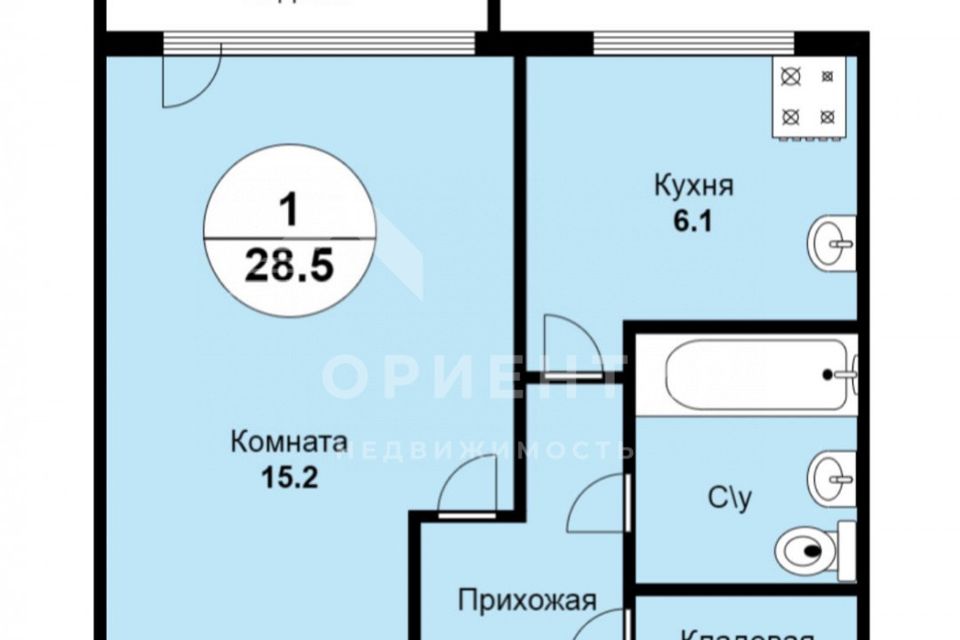 Продаётся 1-комнатная квартира, 28.5 м²