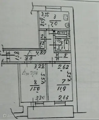 Продаётся 2-комнатная квартира, 53.2 м²