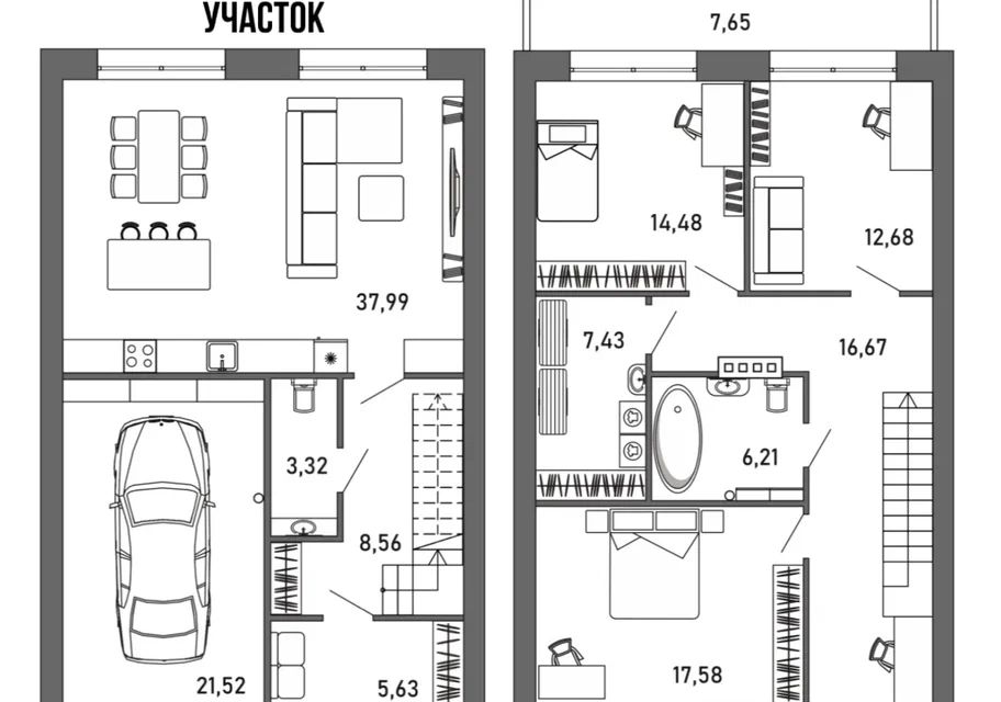 В доме 160 квартир трех видов. Таунхаус Хрустальный парк Иркутск.