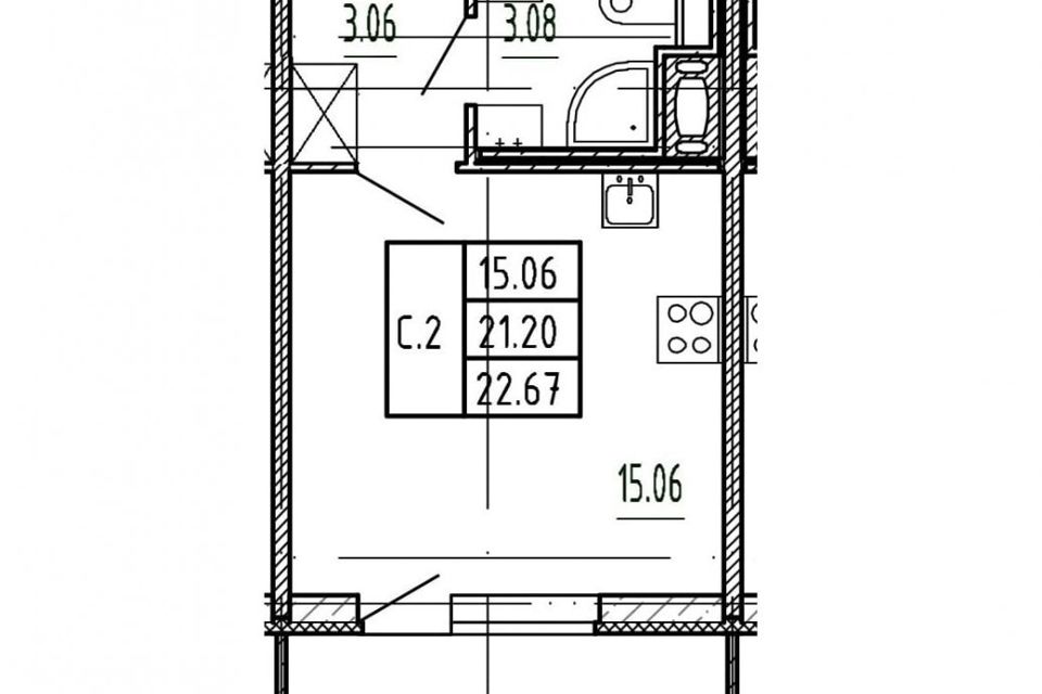 Продаётся студия, 21.2 м²