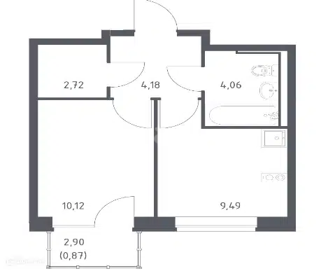 Продаётся 1-комнатная квартира, 33.47 м²