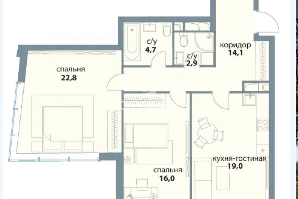 Продаётся 2-комнатная квартира, 80 м²
