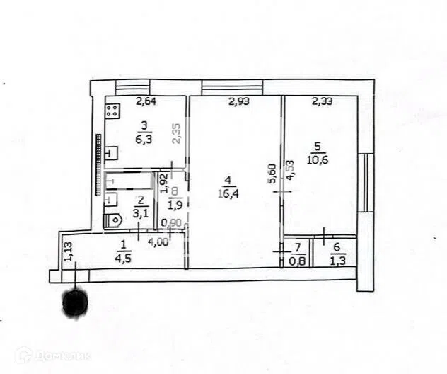 Продаётся 2-комнатная квартира, 44.9 м²
