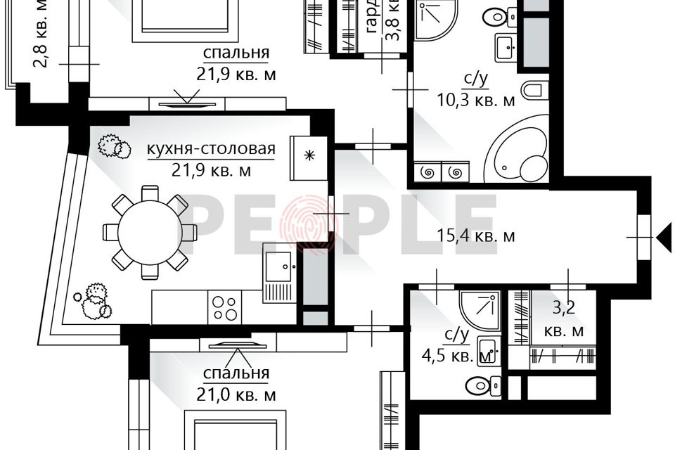 Продаётся 3-комнатная квартира, 104 м²