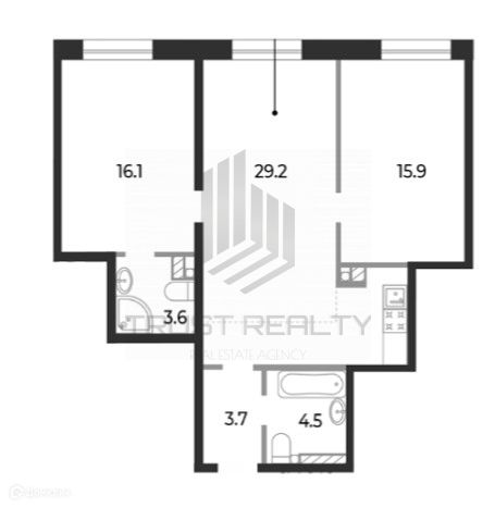 Продаётся 2-комнатная квартира, 73 м²
