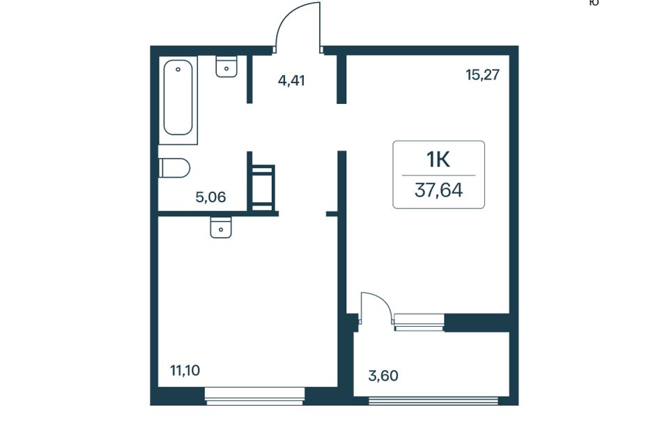 Продаётся 1-комнатная квартира, 35.6 м²