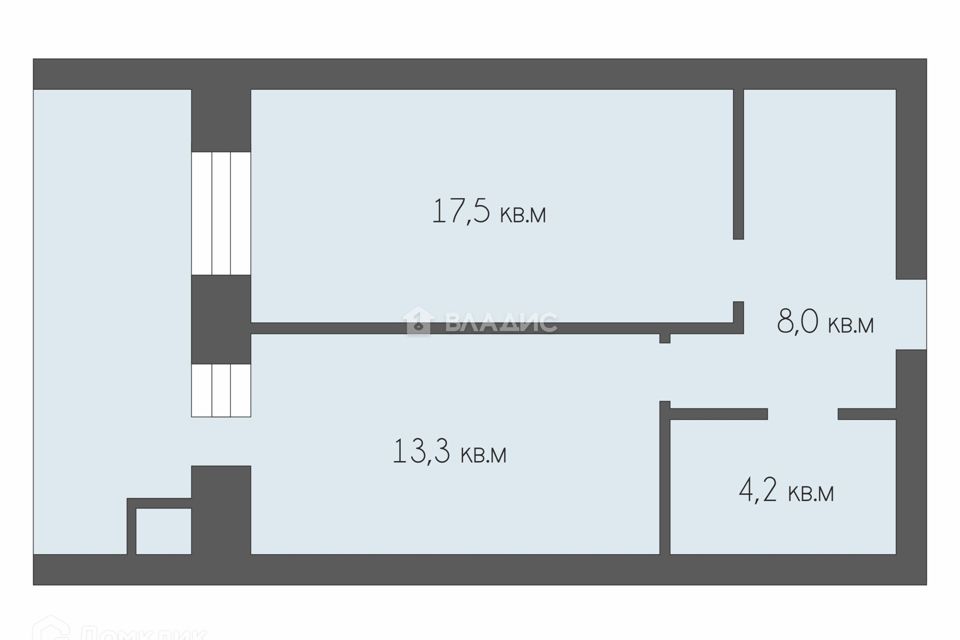 Продаётся 1-комнатная квартира, 43.2 м²