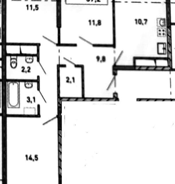 Продаётся 3-комнатная квартира, 65.8 м²