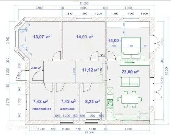Продаётся 1-этажный дом, 106 м²