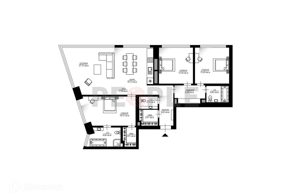 Продаётся 3-комнатная квартира, 130.4 м²