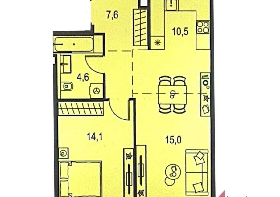Продаётся 2-комнатная квартира, 51.8 м²