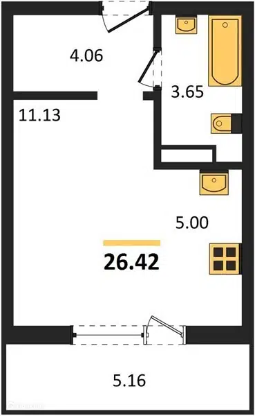 Продаётся студия, 26.42 м²