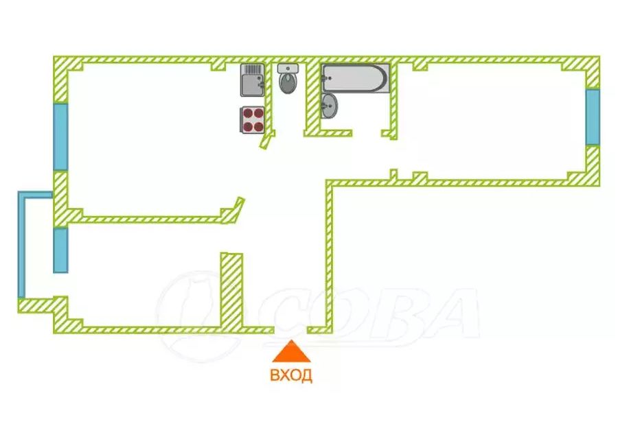 Продаётся 2-комнатная квартира, 67.9 м²