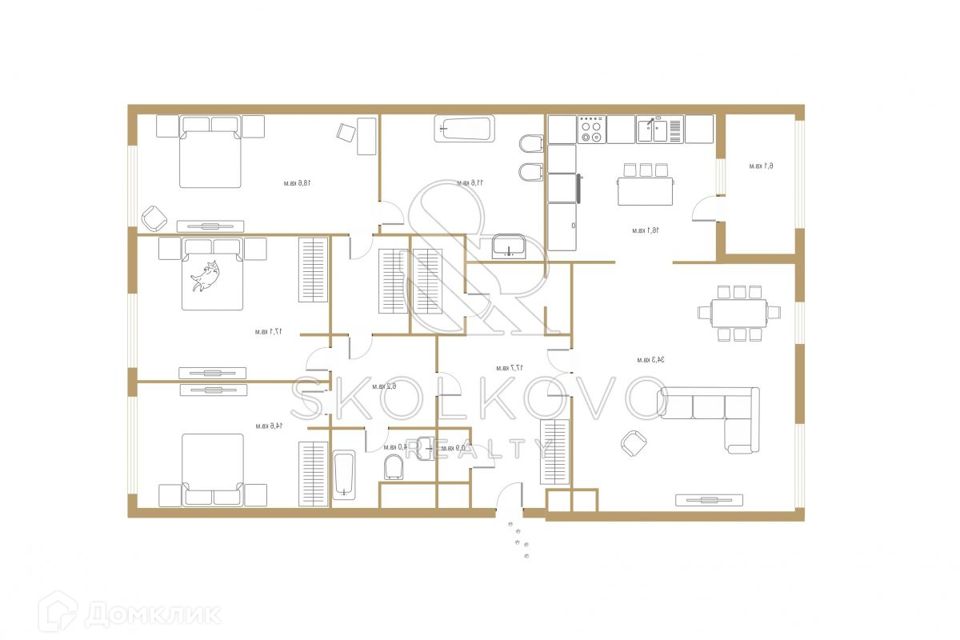 Продаётся 4-комнатная квартира, 157.5 м²