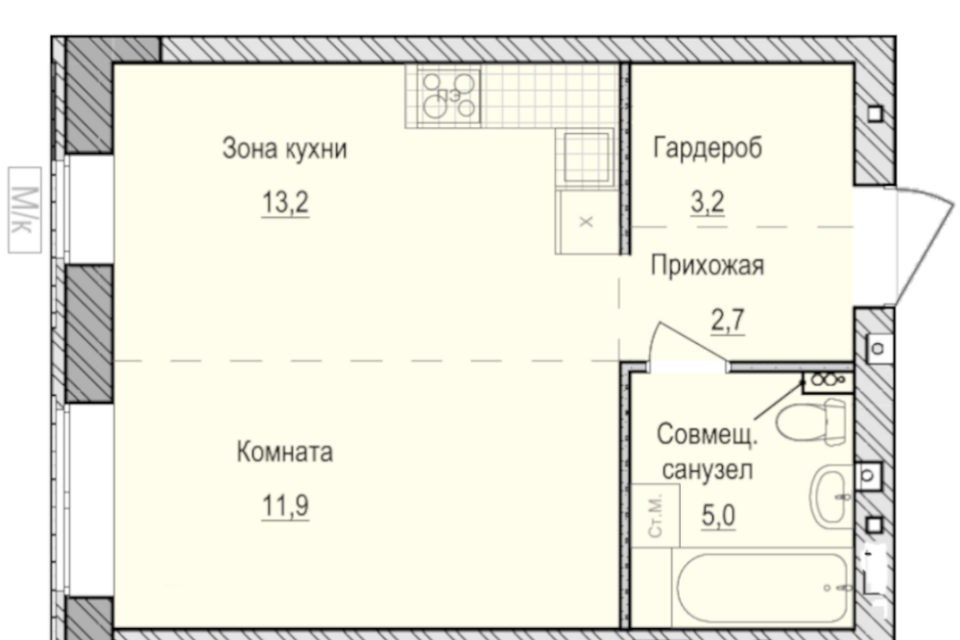 Продаётся 1-комнатная квартира, 36 м²