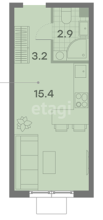Продаётся студия, 21.5 м²