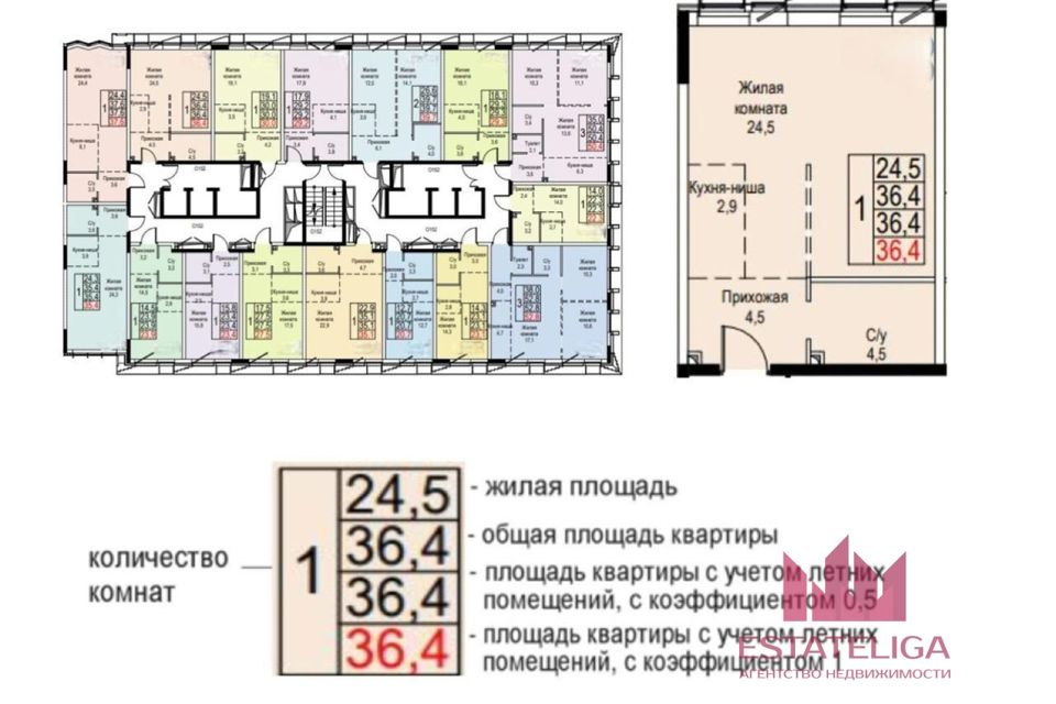 Продаётся 1-комнатная квартира, 36.4 м²