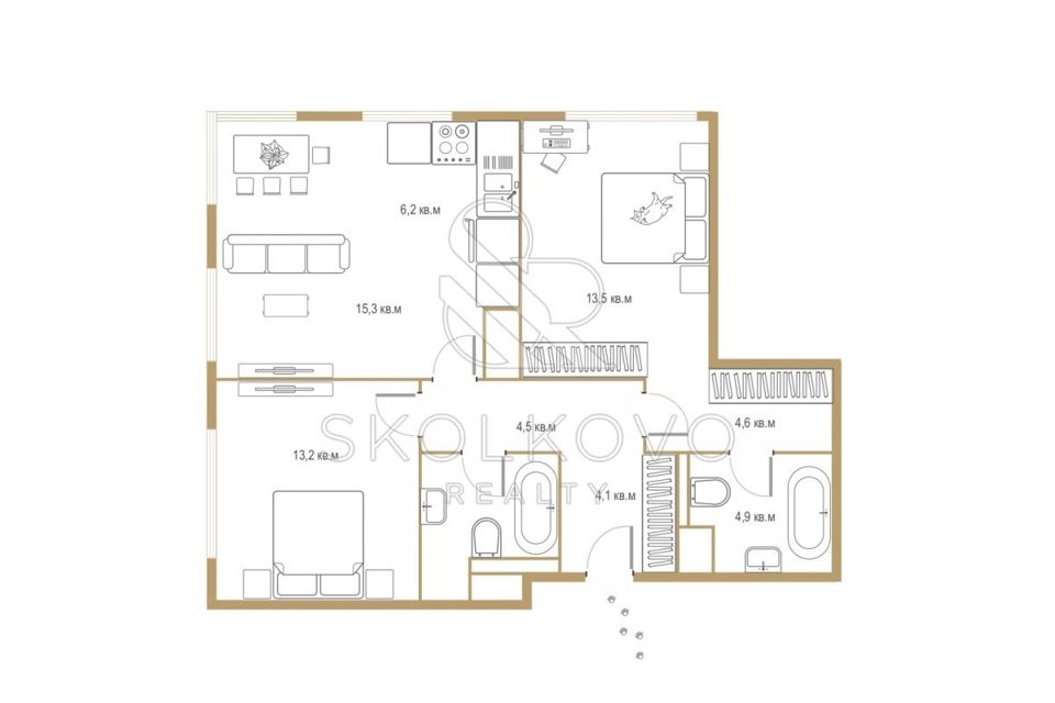 Продаётся 3-комнатная квартира, 71.2 м²