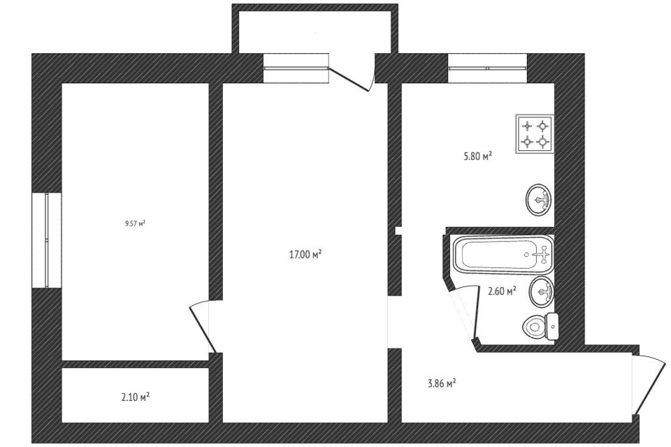 Продаётся 2-комнатная квартира, 44.2 м²