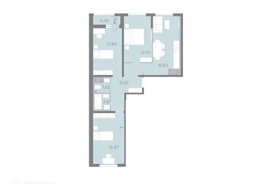 Продаётся 3-комнатная квартира, 72.5 м²