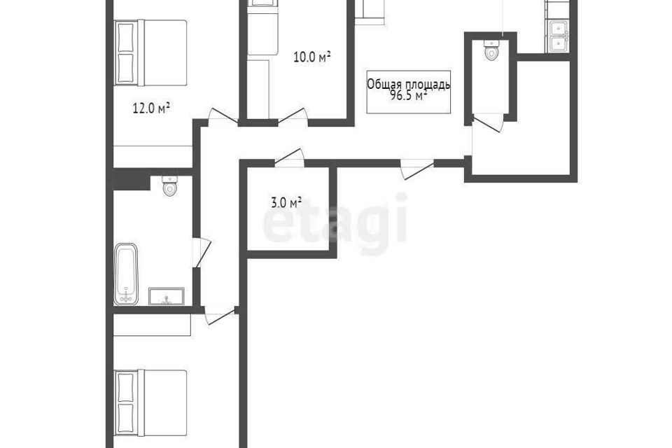 Продаётся 3-комнатная квартира, 92 м²