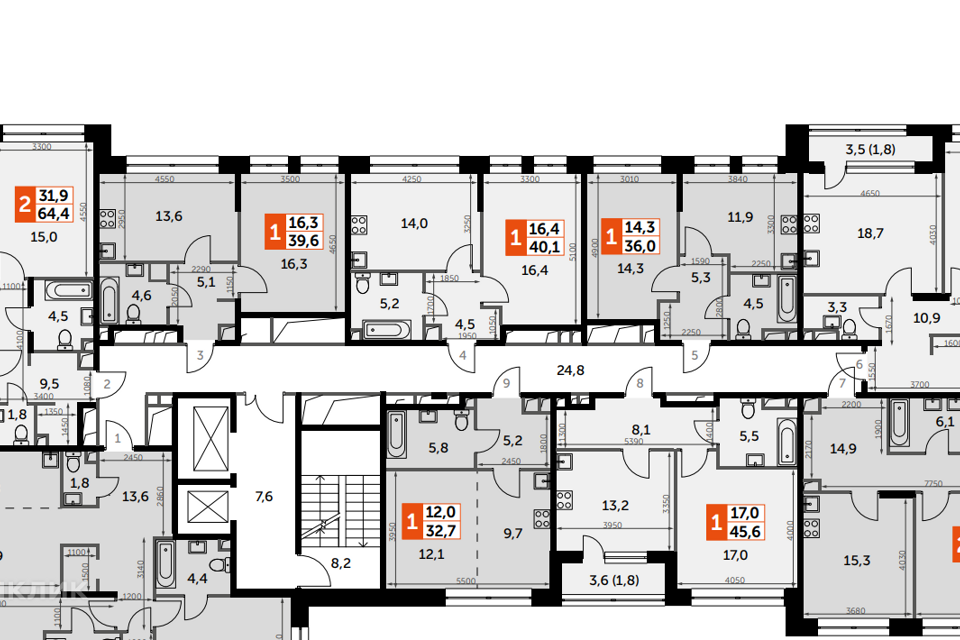 Продаётся 1-комнатная квартира, 59.4 м²