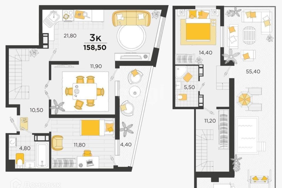 Продаётся 3-комнатная квартира, 158 м²