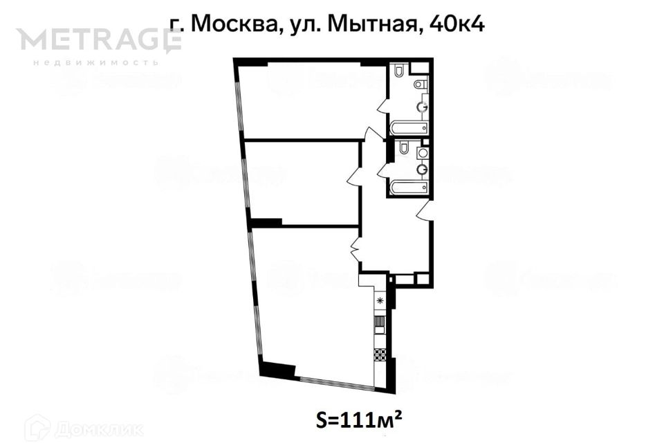 Продаётся 3-комнатная квартира, 111 м²