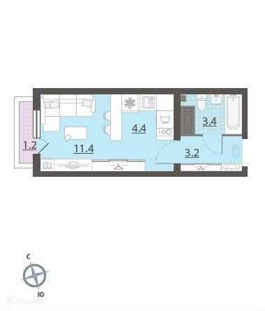 Продаётся студия, 22.8 м²