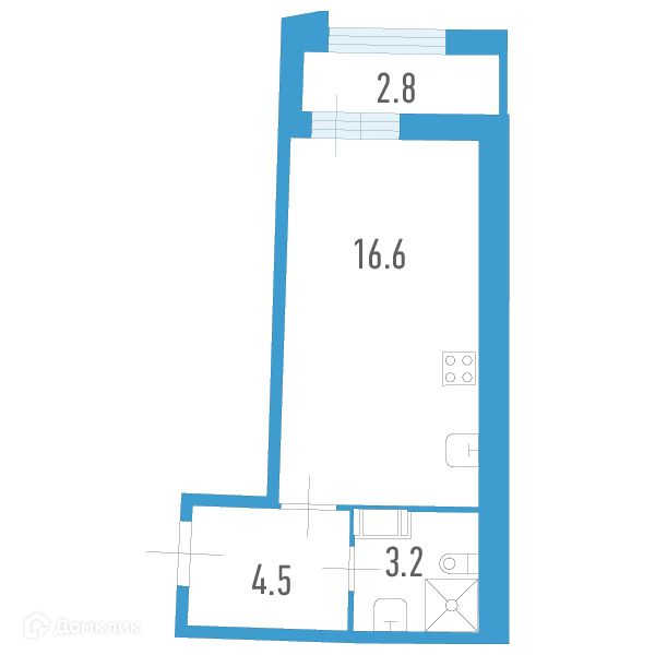 Продаётся студия, 25.7 м²