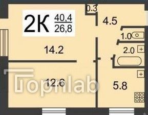 Продаётся 2-комнатная квартира, 40.4 м²