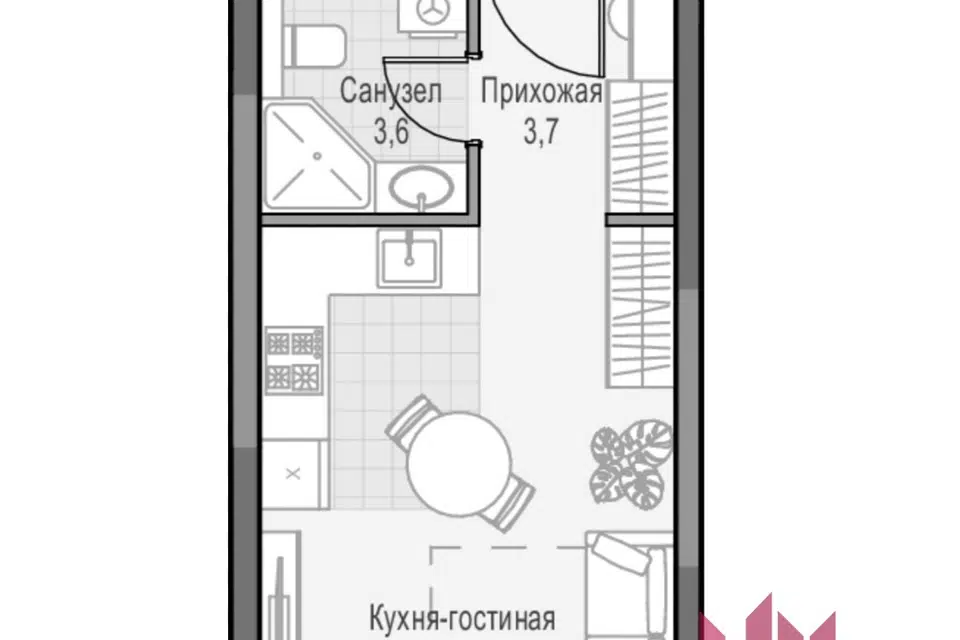 Продаётся студия, 25.2 м²