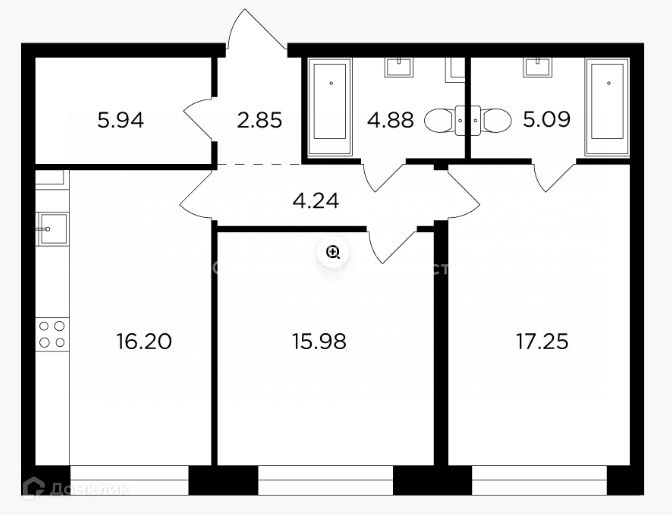 Продаётся 2-комнатная квартира, 72 м²