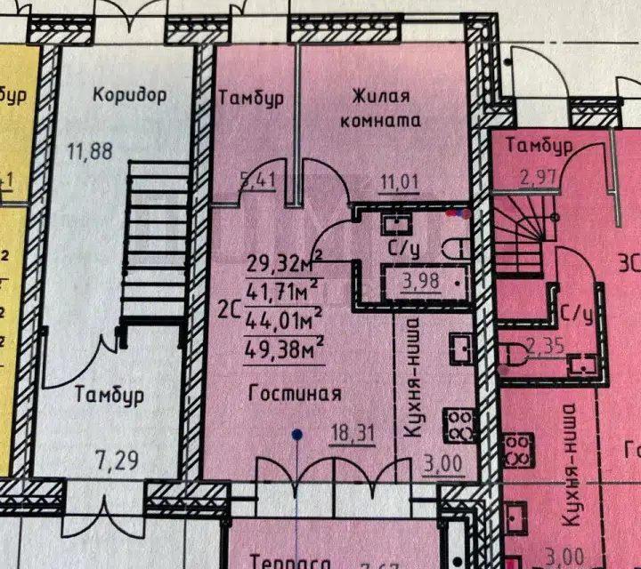 Продаётся 1-комнатная квартира, 40.6 м²
