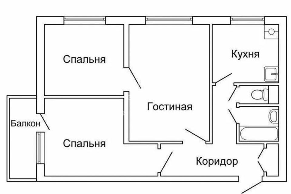 Схема квартиры 2 комнатной панельного дома