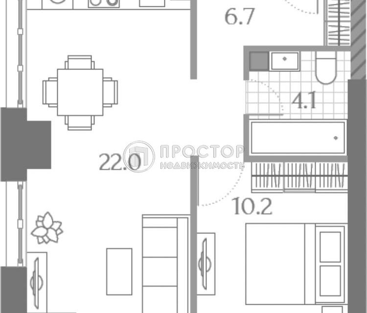 Продаётся 1-комнатная квартира, 42 м²