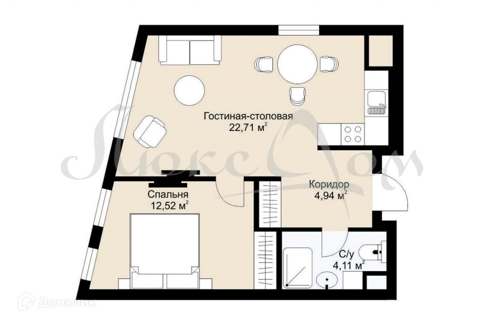 Продаётся 2-комнатная квартира, 44.5 м²