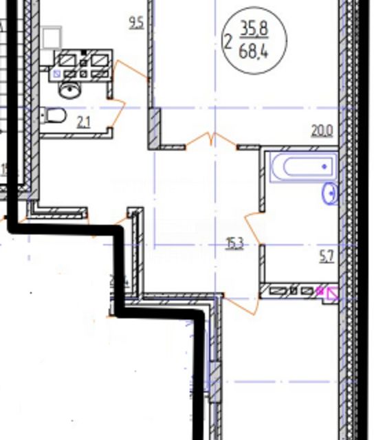 Продаётся 2-комнатная квартира, 73 м²