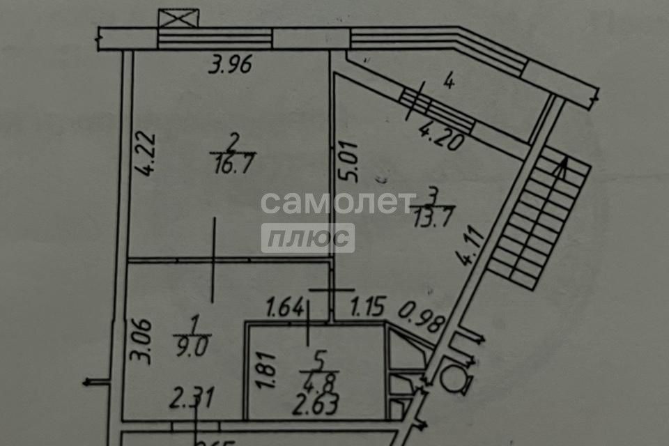 Продаётся 1-комнатная квартира, 44.2 м²