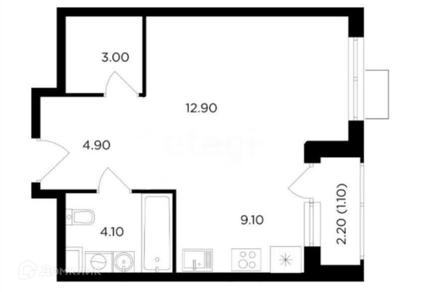 Продаётся 1-комнатная квартира, 35 м²